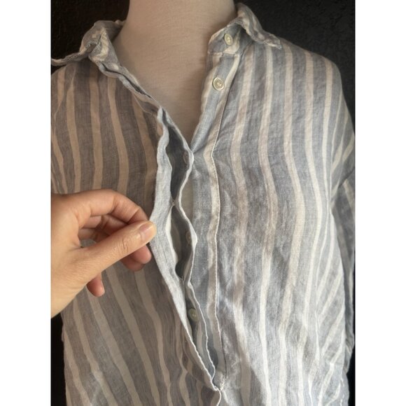 Frame Linen Chambray Distressed Top Sz Medium Loose Fit - Picture 9 of 11